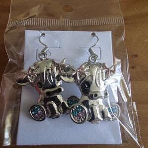 Silver Cow Earrings with Colorful Accents
